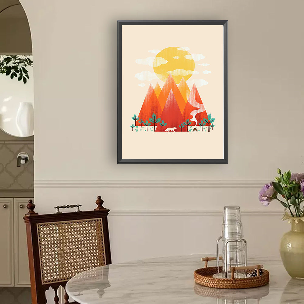 Mountain And Sun - Full Round Drill Diamond Painting 30*40CM