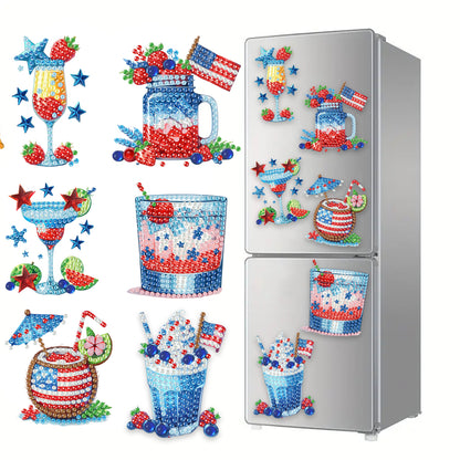 6Pcs Acrylic Cats Diamond Art Fridge Magnet Diamond Painting Refrigerator Magnet