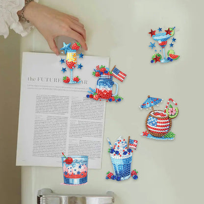 6Pcs Acrylic Cats Diamond Art Fridge Magnet Diamond Painting Refrigerator Magnet