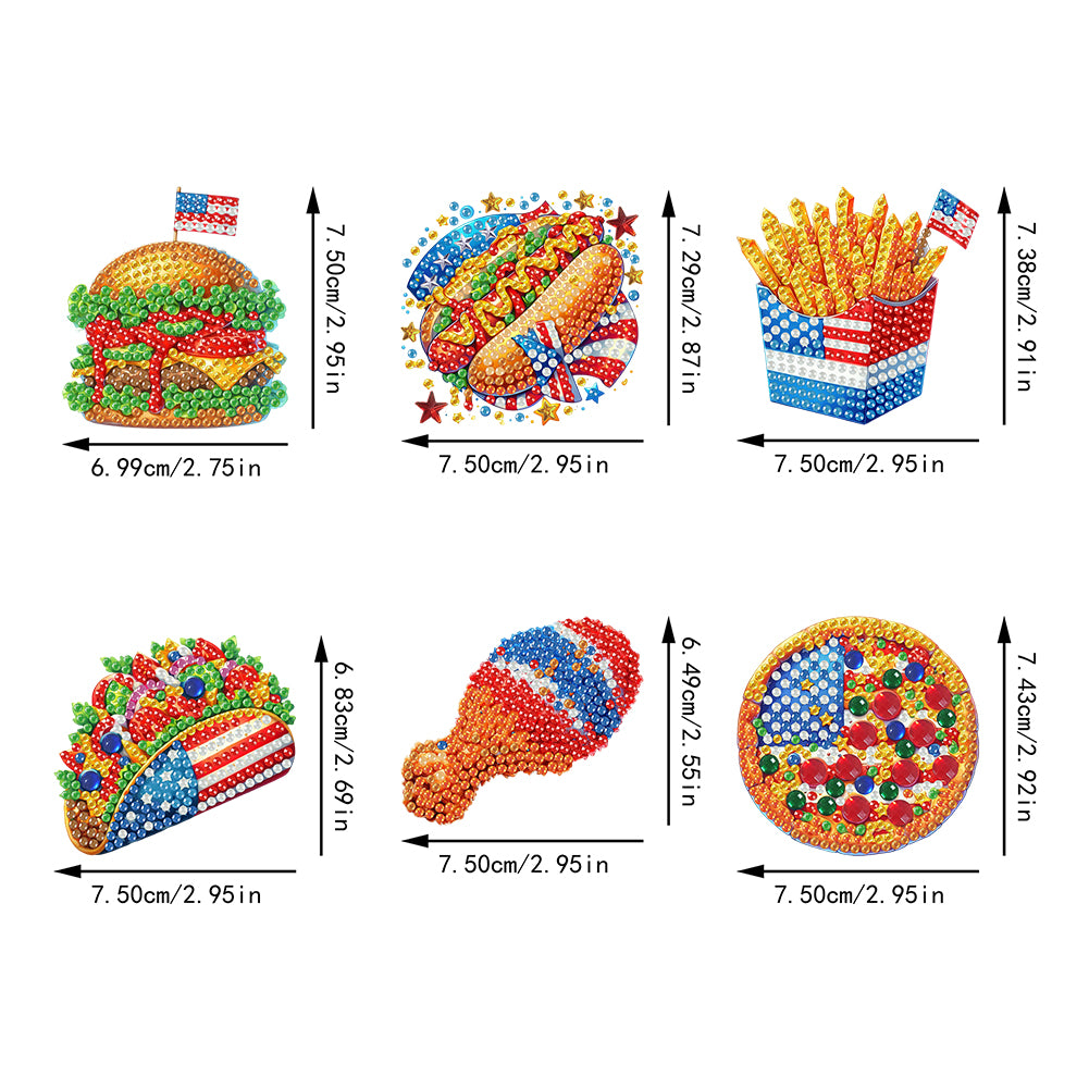 6Pcs Acrylic Cats Diamond Art Fridge Magnet Diamond Painting Refrigerator Magnet