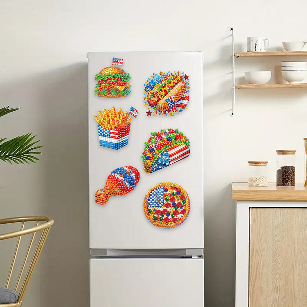 6Pcs Acrylic Cats Diamond Art Fridge Magnet Diamond Painting Refrigerator Magnet