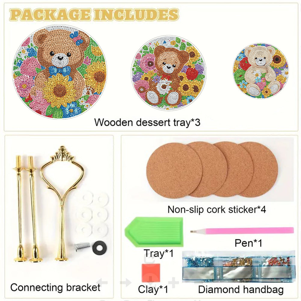 3 Tier Animal Crystal Display Rack Kit 5D DIY Shelf Art Craft Set for Home Decor