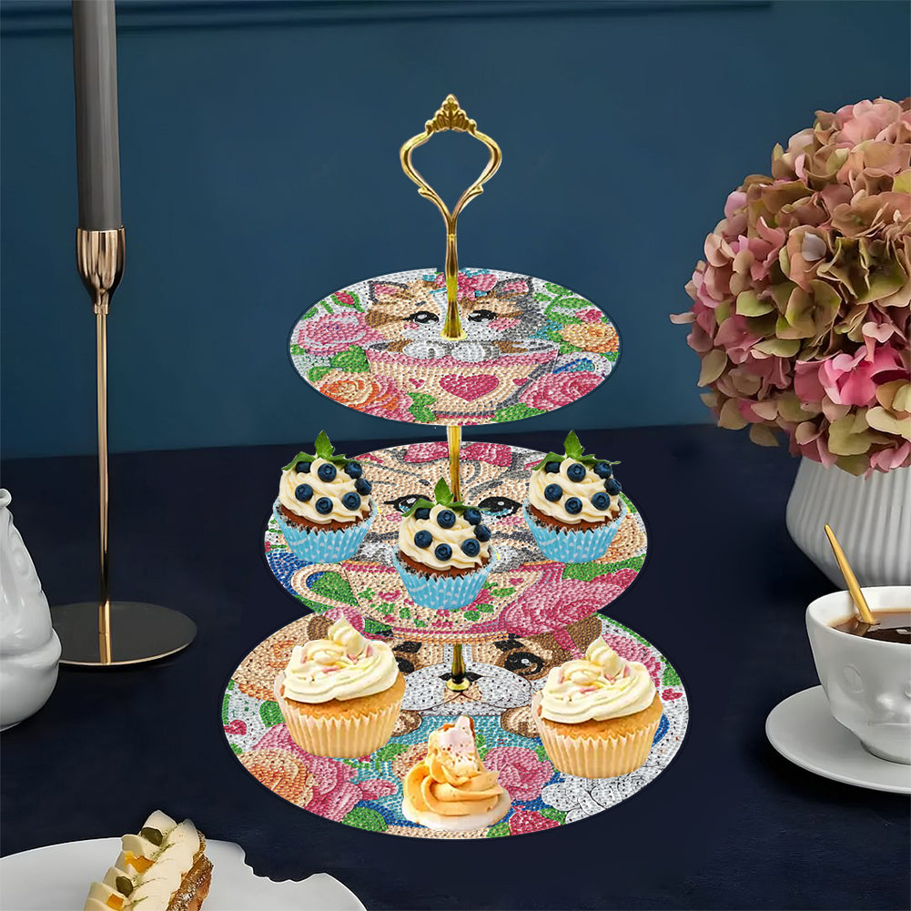 3 Tier Animal Crystal Display Rack Kit 5D DIY Shelf Art Craft Set for Home Decor