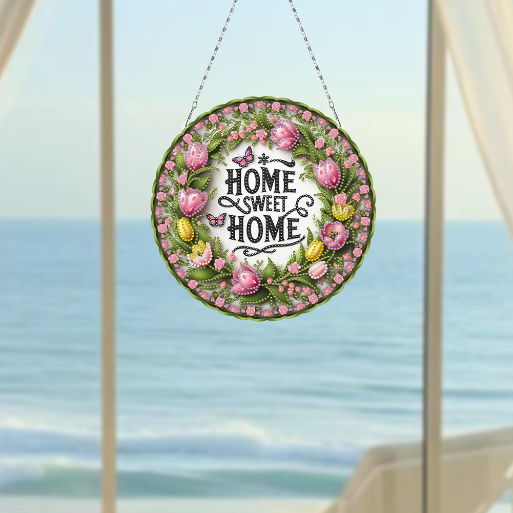 Sunflower DIY Diamond Art Pendant Kit Diamond Painting Door Sign for Wall Window