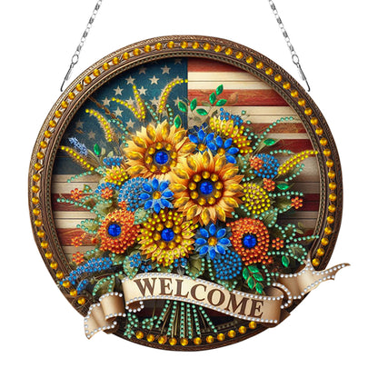 Sunflower DIY Diamond Art Pendant Kit Diamond Painting Door Sign for Wall Window