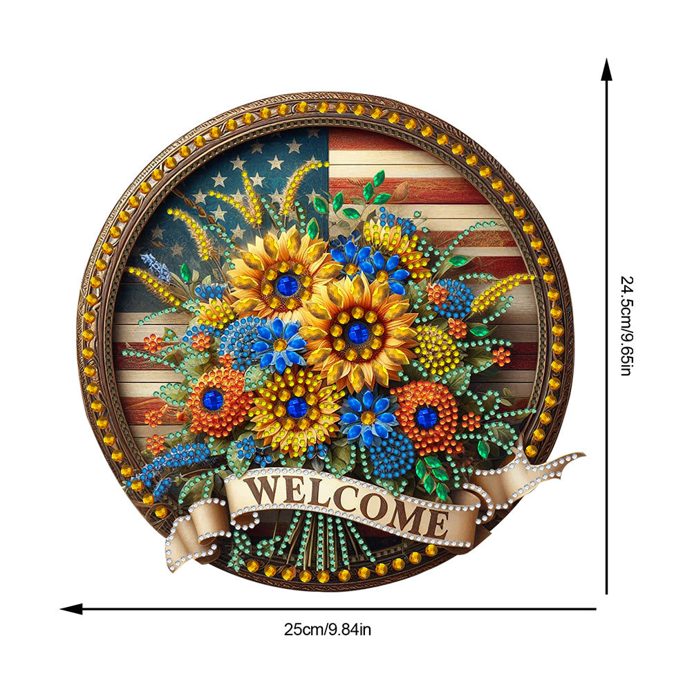 Sunflower DIY Diamond Art Pendant Kit Diamond Painting Door Sign for Wall Window
