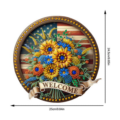 Sunflower DIY Diamond Art Pendant Kit Diamond Painting Door Sign for Wall Window