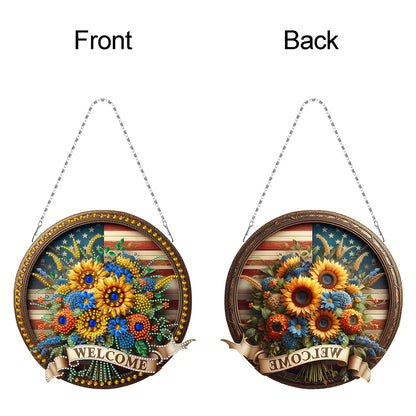 Sunflower DIY Diamond Art Pendant Kit Diamond Painting Door Sign for Wall Window