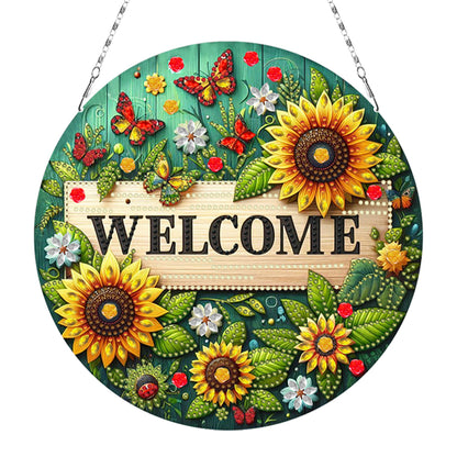 Sunflower DIY Diamond Art Pendant Kit Diamond Painting Door Sign for Wall Window