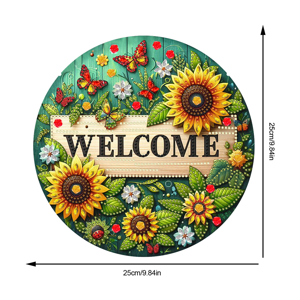 Sunflower DIY Diamond Art Pendant Kit Diamond Painting Door Sign for Wall Window
