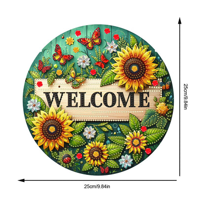 Sunflower DIY Diamond Art Pendant Kit Diamond Painting Door Sign for Wall Window