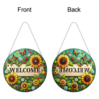 Sunflower DIY Diamond Art Pendant Kit Diamond Painting Door Sign for Wall Window