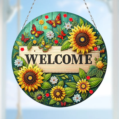Sunflower DIY Diamond Art Pendant Kit Diamond Painting Door Sign for Wall Window