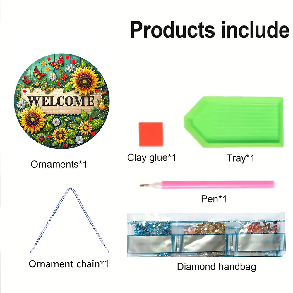 Sunflower DIY Diamond Art Pendant Kit Diamond Painting Door Sign for Wall Window