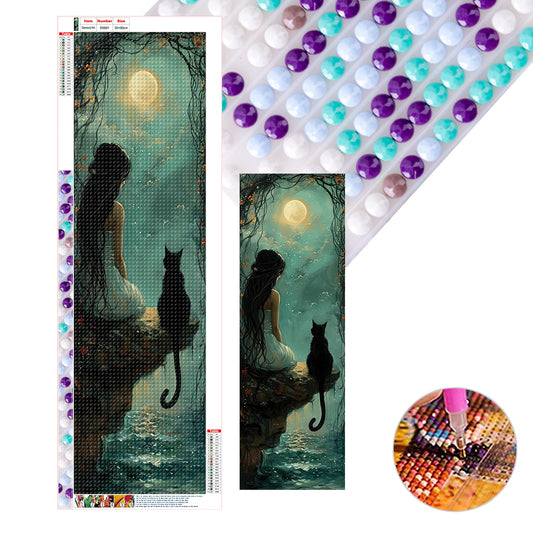 Girl And Cat - Full Round Drill Diamond Painting 30*90CM