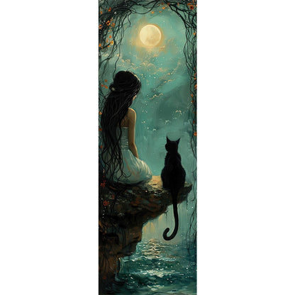 Girl And Cat - Full Round Drill Diamond Painting 30*90CM