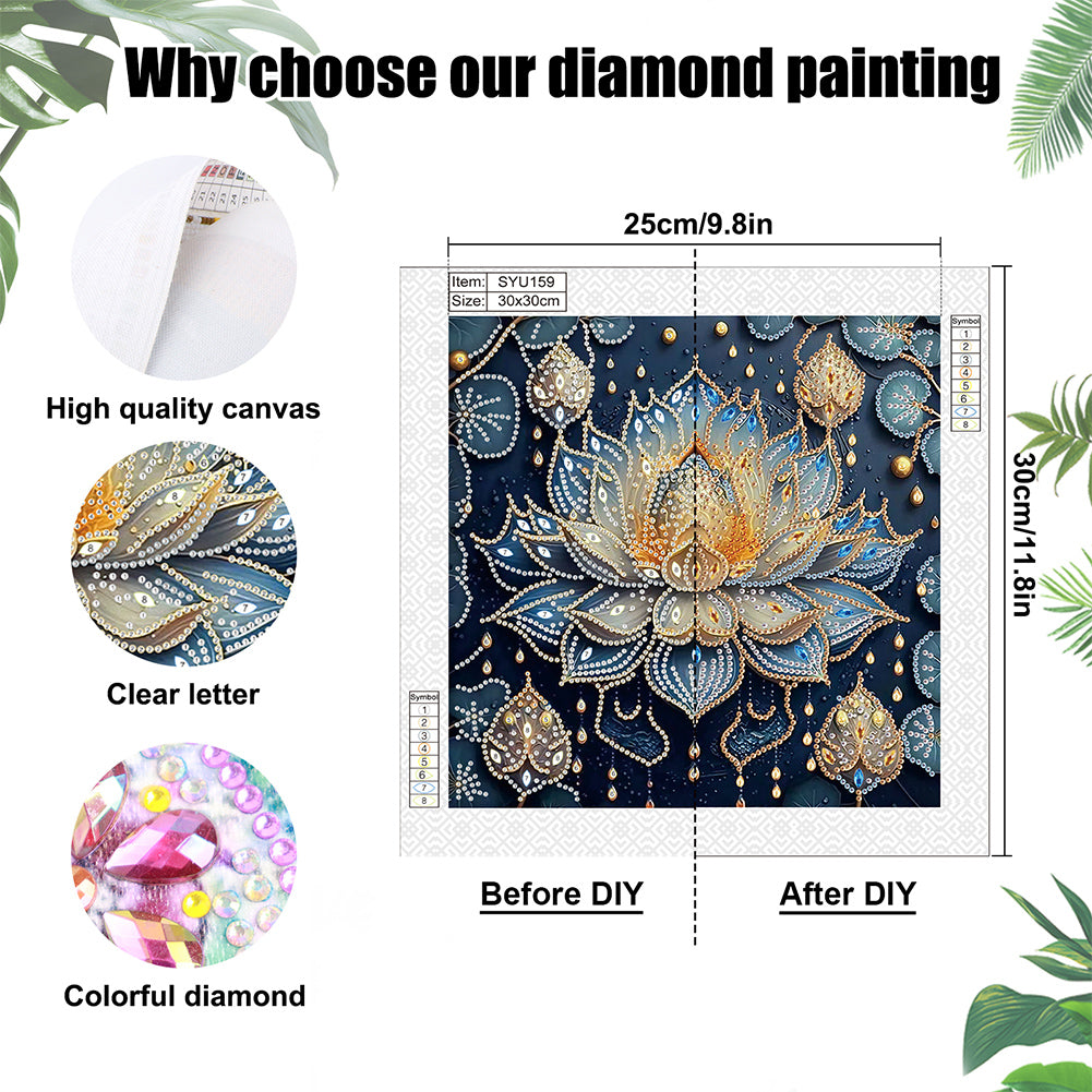 Lotus - Special Shaped Drill Diamond Painting 30*30CM