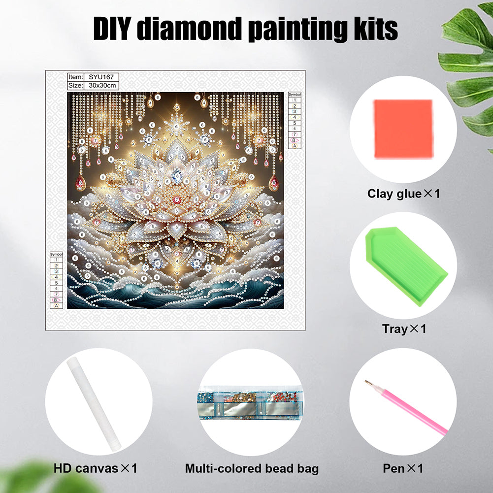 Lotus - Special Shaped Drill Diamond Painting 30*30CM