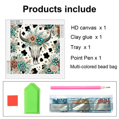 Indian Cow Skull - Special Shaped Drill Diamond Painting 30*30CM