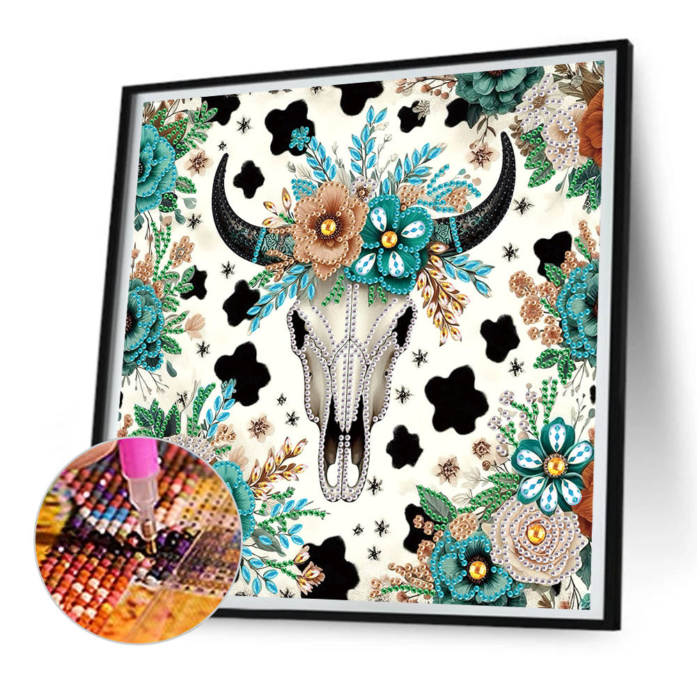 Indian Cow Skull - Special Shaped Drill Diamond Painting 30*30CM