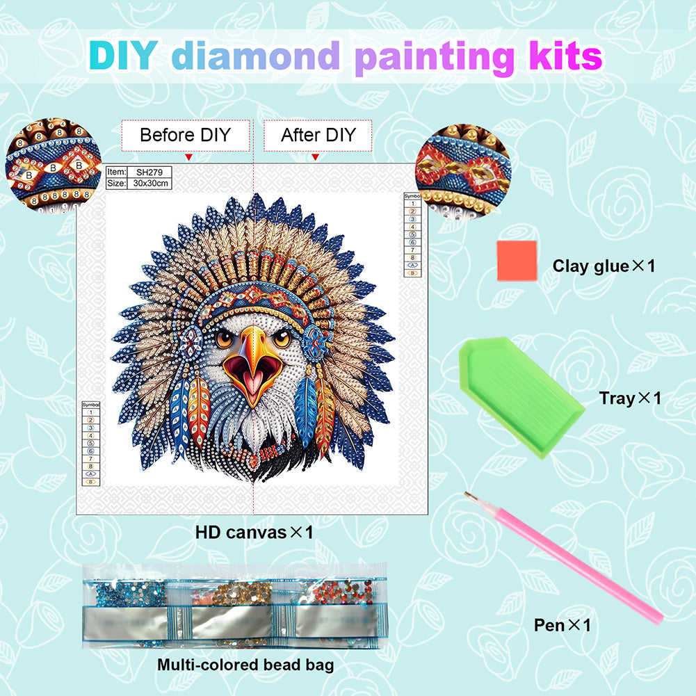 Indian Eagle - Special Shaped Drill Diamond Painting 30*30CM