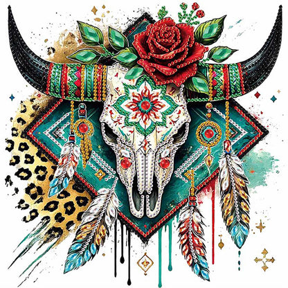 Indian Cow Skull - Special Shaped Drill Diamond Painting 30*30CM