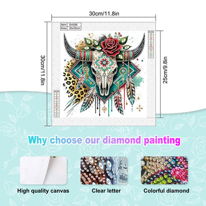 Indian Cow Skull - Special Shaped Drill Diamond Painting 30*30CM