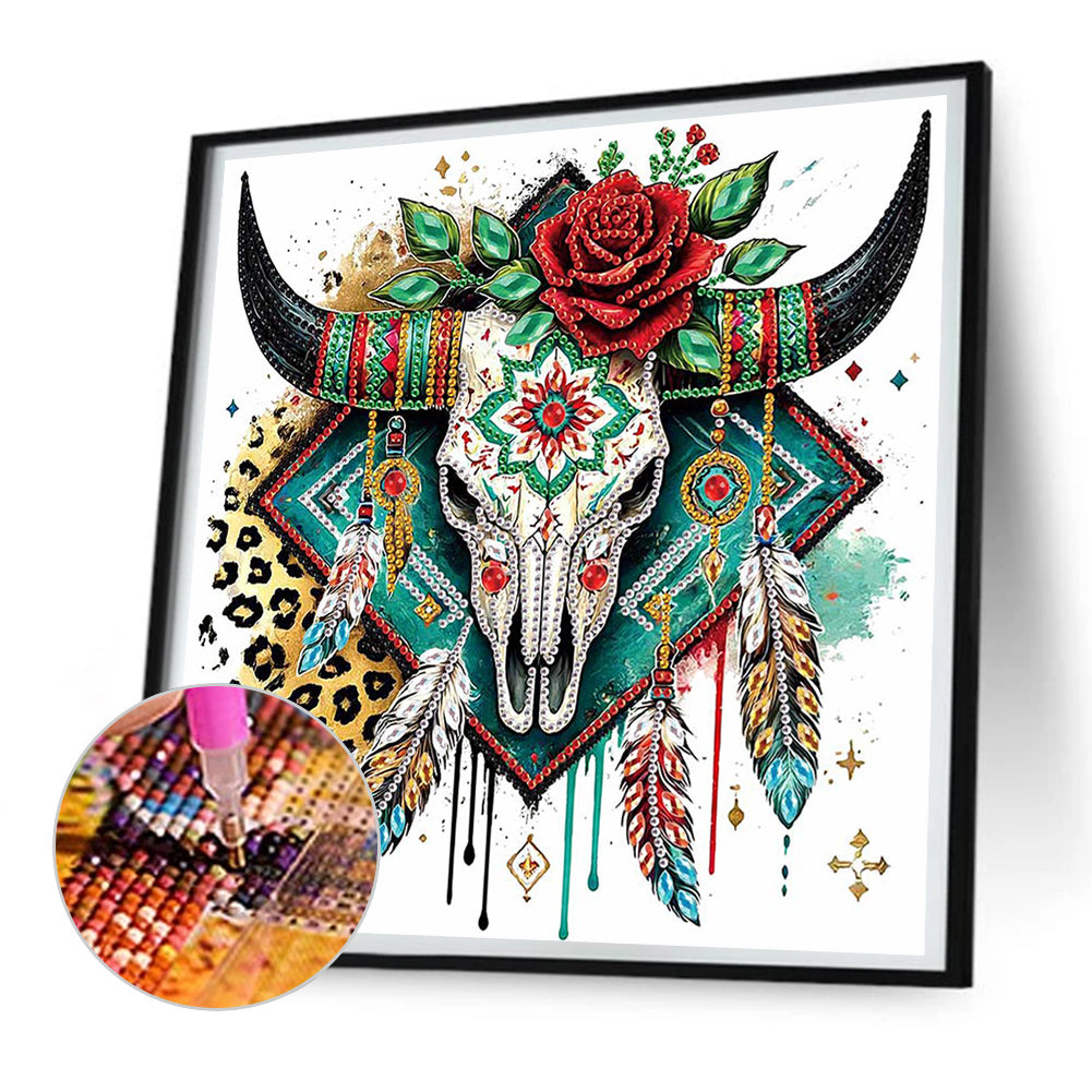 Indian Cow Skull - Special Shaped Drill Diamond Painting 30*30CM