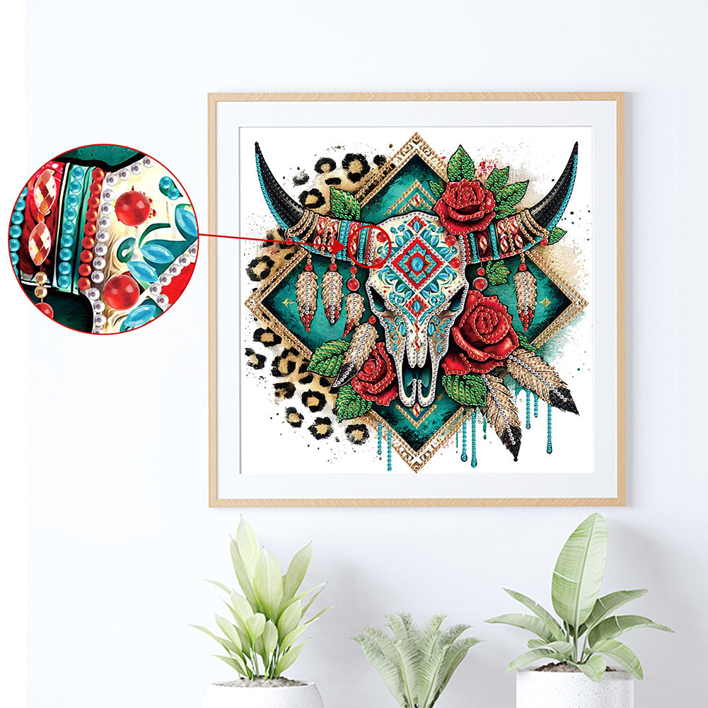Indian Cow Skull - Special Shaped Drill Diamond Painting 30*30CM