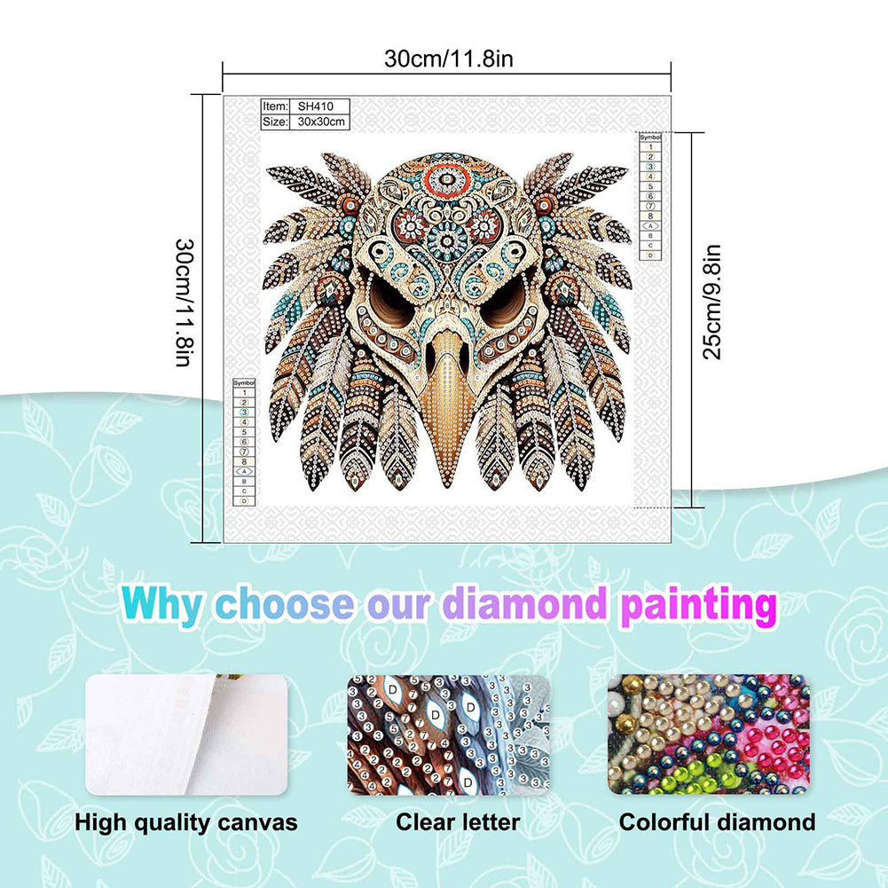 Indian Eagle Skull - Special Shaped Drill Diamond Painting 30*30CM