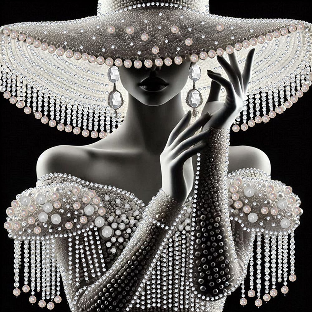 Lady In Elegant Hat - Special Shaped Drill Diamond Painting 30*30CM