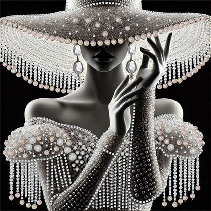 Lady In Elegant Hat - Special Shaped Drill Diamond Painting 30*30CM