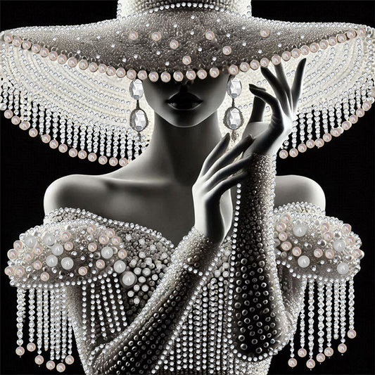 Lady In Elegant Hat - Special Shaped Drill Diamond Painting 30*30CM