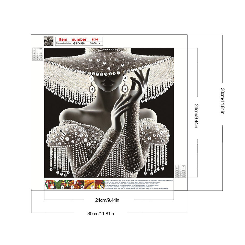 Lady In Elegant Hat - Special Shaped Drill Diamond Painting 30*30CM