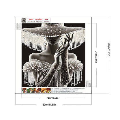 Lady In Elegant Hat - Special Shaped Drill Diamond Painting 30*30CM