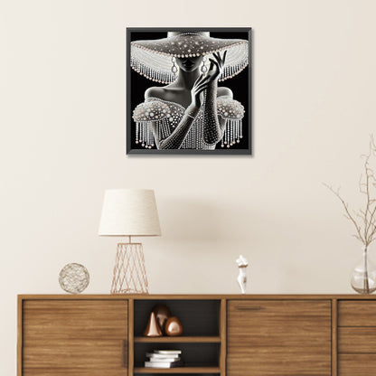 Lady In Elegant Hat - Special Shaped Drill Diamond Painting 30*30CM