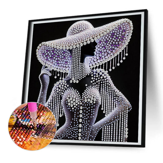 Ady In Elegant Hat - Special Shaped Drill Diamond Painting 30*30CM