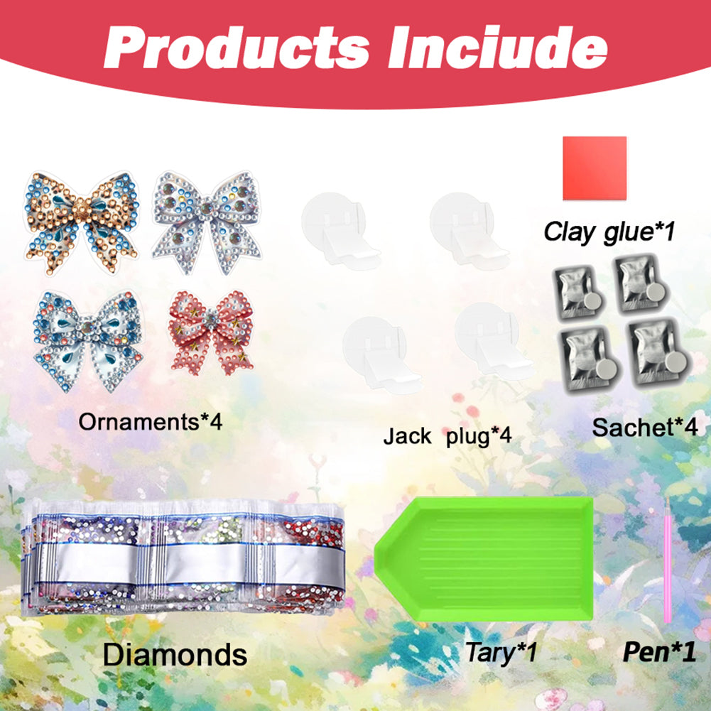 4pc Flower Animal DIY Diamond Painting Car Air Vent Clip Air Freshener for Adult
