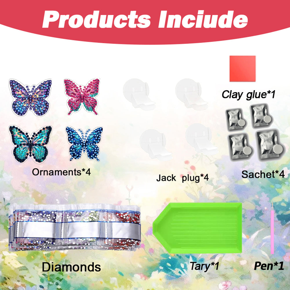 4pc Flower Animal DIY Diamond Painting Car Air Vent Clip Air Freshener for Adult