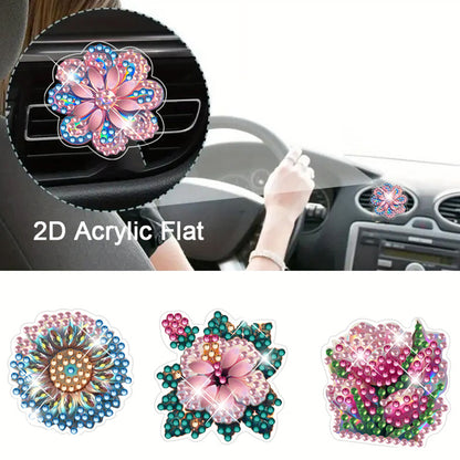 4pc Flower Animal DIY Diamond Painting Car Air Vent Clip Air Freshener for Adult