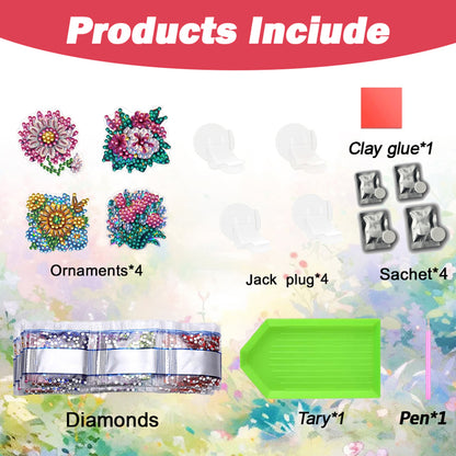 4pc Flower Animal DIY Diamond Painting Car Air Vent Clip Air Freshener for Adult