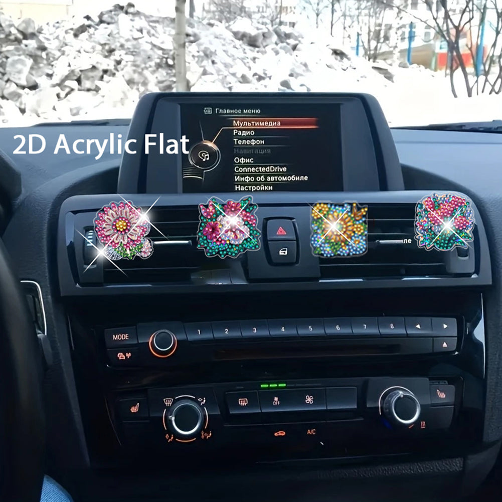 4pc Flower Animal DIY Diamond Painting Car Air Vent Clip Air Freshener for Adult