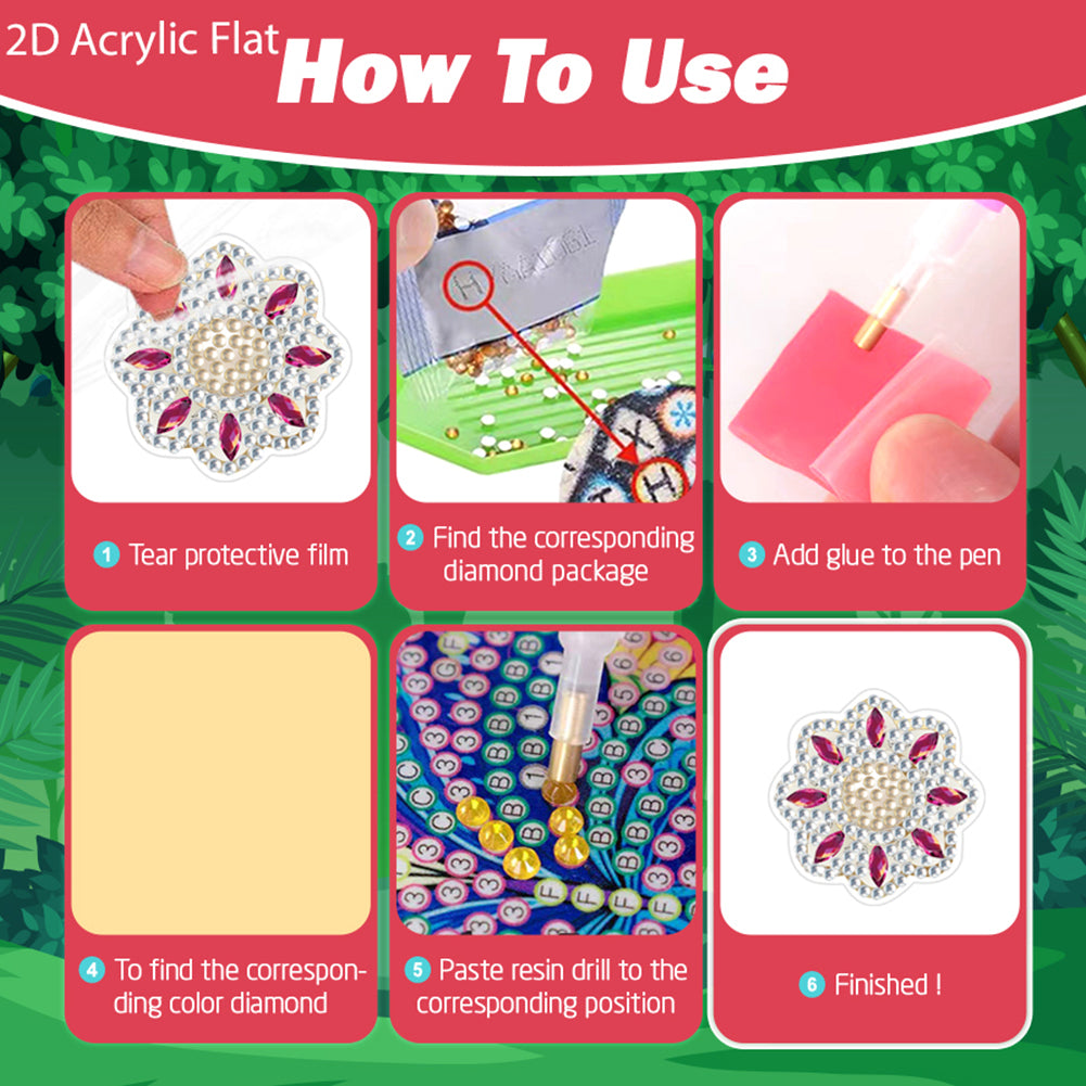 4pc Flower Animal DIY Diamond Painting Car Air Vent Clip Air Freshener for Adult