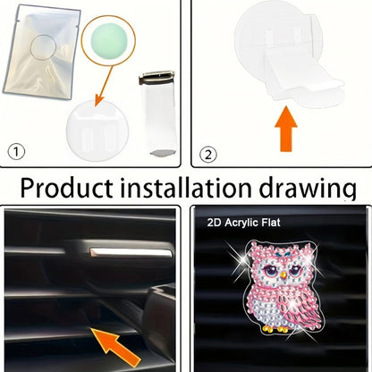 4pc Flower Animal DIY Diamond Painting Car Air Vent Clip Air Freshener for Adult
