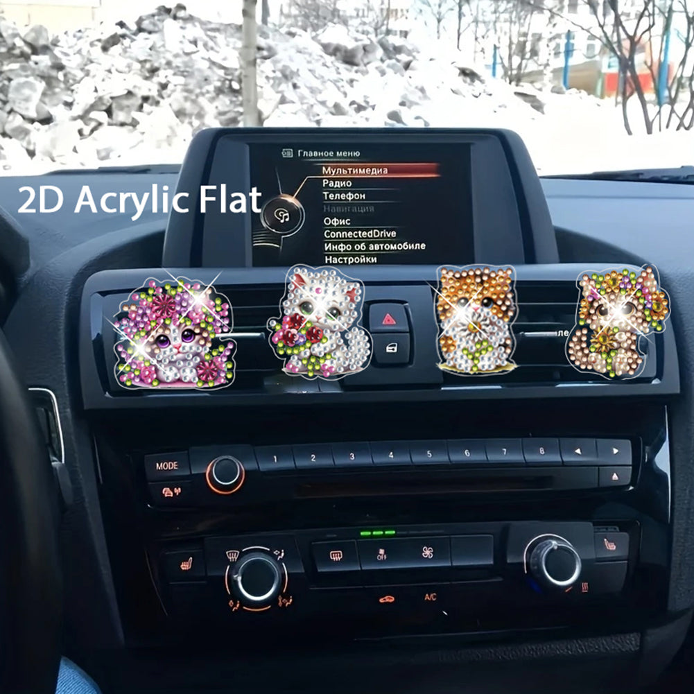 4pc Flower Animal DIY Diamond Painting Car Air Vent Clip Air Freshener for Adult