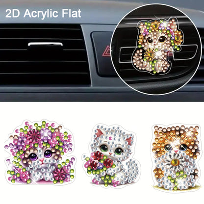 4pc Flower Animal DIY Diamond Painting Car Air Vent Clip Air Freshener for Adult