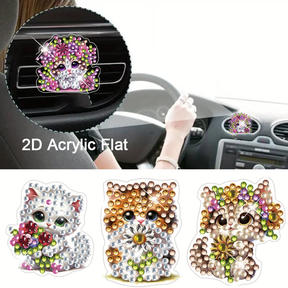 4pc Flower Animal DIY Diamond Painting Car Air Vent Clip Air Freshener for Adult