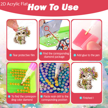 4pc Flower Animal DIY Diamond Painting Car Air Vent Clip Air Freshener for Adult