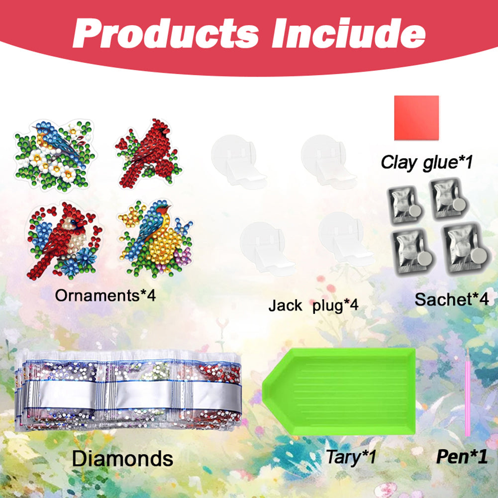 4pc Flower Animal DIY Diamond Painting Car Air Vent Clip Air Freshener for Adult