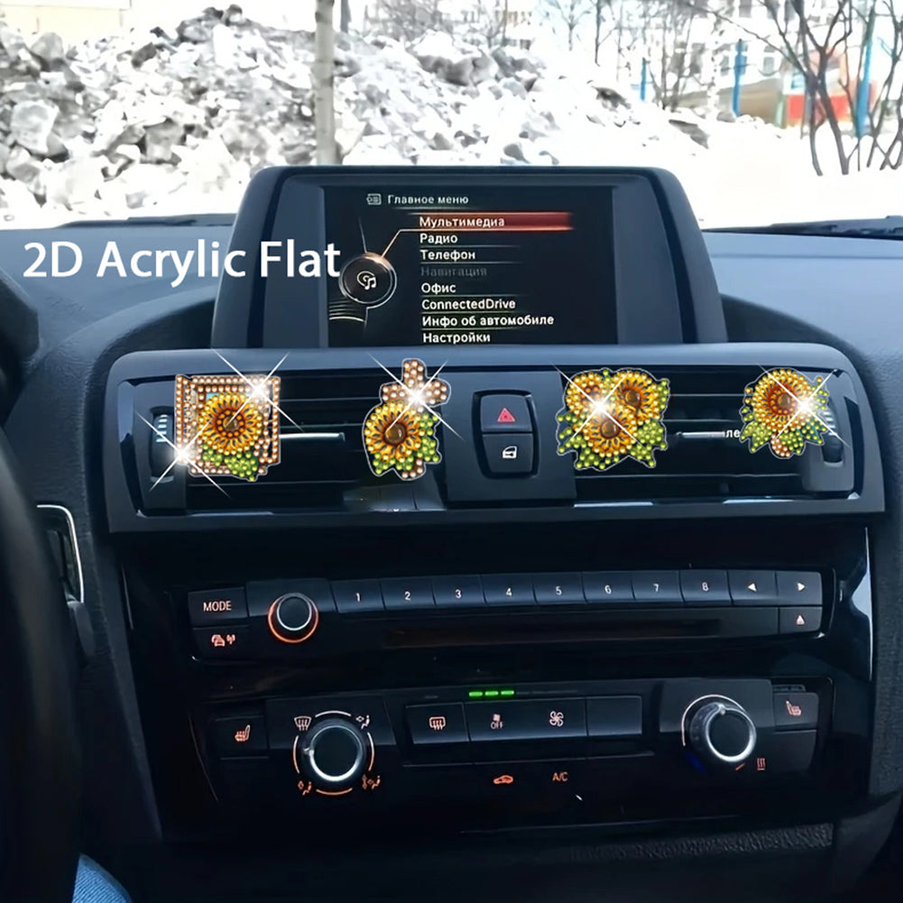 4pc Flower Animal DIY Diamond Painting Car Air Vent Clip Air Freshener for Adult